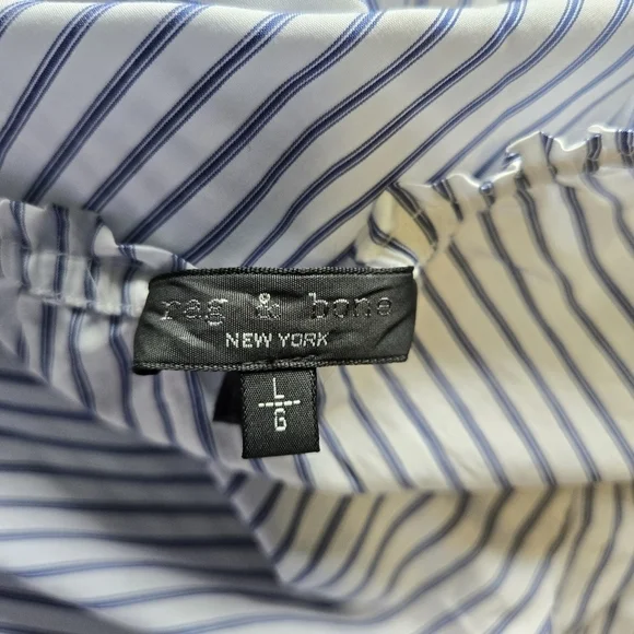 Rag & Bone NEW Sierra Off-Shoulder Striped Top Large NWOT Blue White Bohochic - Picture 4 of 8